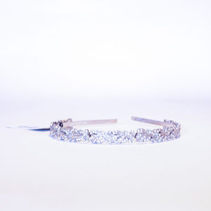 Natasha Lead Free Silver Crystal Tiara head band